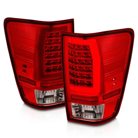 Red LED taillights with chrome housing for Nissan Titan aftermarket upgrade