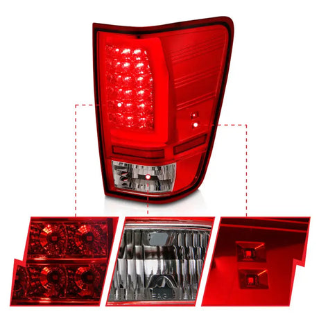 Red LED tail light for Nissan Titan with chrome housing and clear lens upgrade