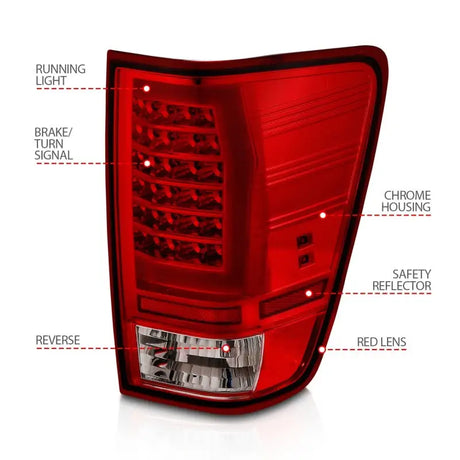 Red LED tail light with chrome housing and clear reverse lens for Nissan Titan