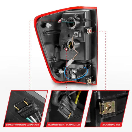 Nissan Titan LED tailights with chrome housing and wiring connectors