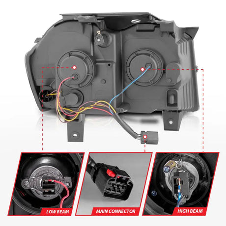 Jeep Grand Cherokee headlight wiring with light bar switchback in chrome housing