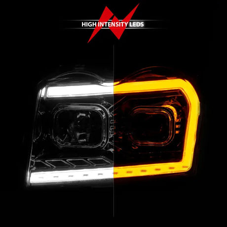 Automotive headlights with high intensity white and amber LED light bar for Jeep Grand Cherokee