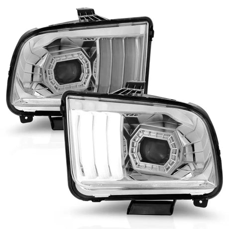 Aftermarket projector headlights with LED light bar for Ford Mustang Chrome Housing