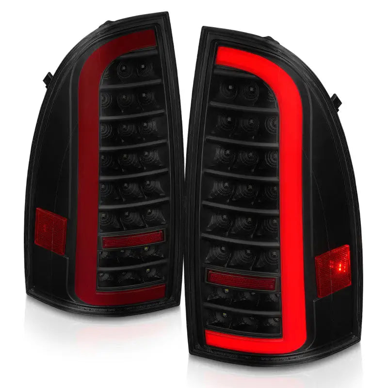 ANZO Toyota Tacoma LED tail lights with light bar black housing smoke lens