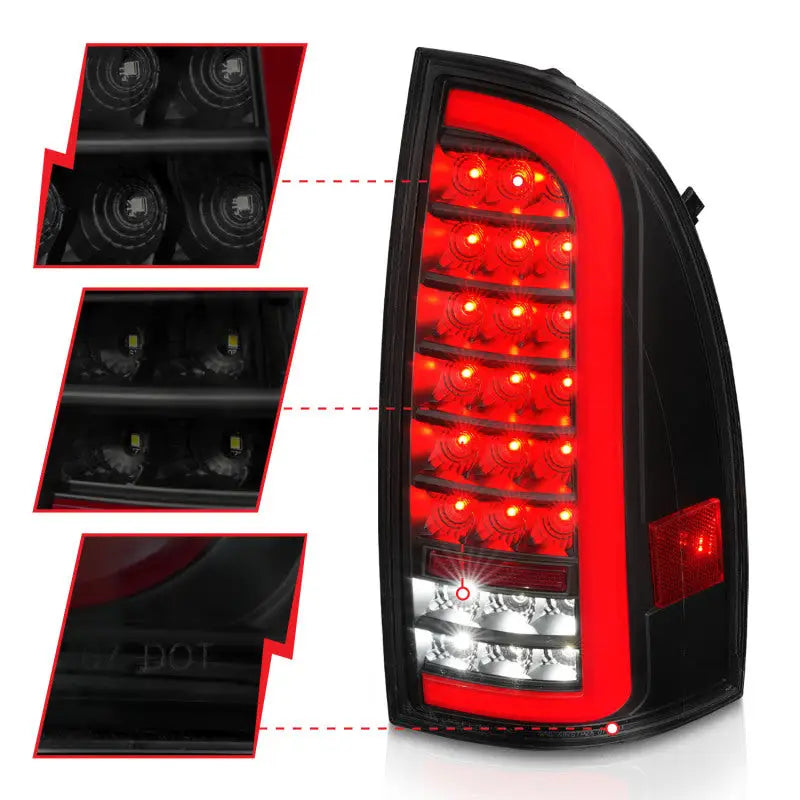 ANZO Toyota Tacoma full LED tail lights w/light bar sequential black smoke