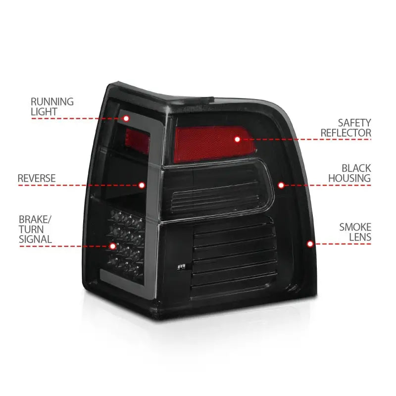 Black housing Ford Expedition LED taillights with light bar for a sleek look