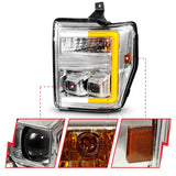 ANZO 08-10 Ford F-250 - F-550 Super Duty Projector Headlights w/ Light Bar Switchback Chrome Housing - Truck &