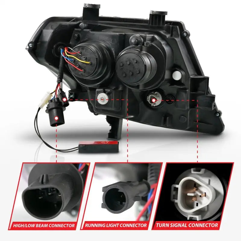 ANZO 111597 ANZO 09-20 Nissan Frontier Black Projector Plank Style DRL w/ Switchback & Sequential LED DRL - 111597