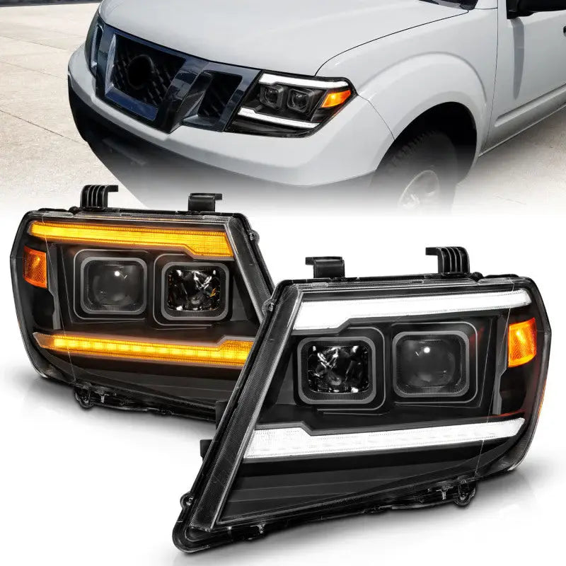 ANZO 111597 ANZO 09-20 Nissan Frontier Black Projector Plank Style DRL w/ Switchback & Sequential LED DRL - 111597