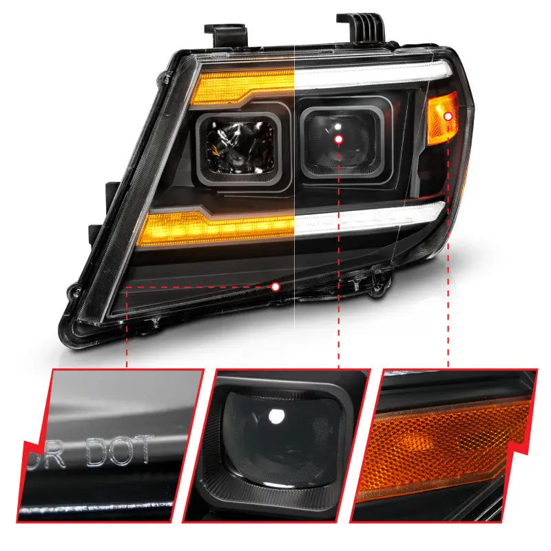 ANZO 111597 ANZO 09-20 Nissan Frontier Black Projector Plank Style DRL w/ Switchback & Sequential LED DRL - 111597