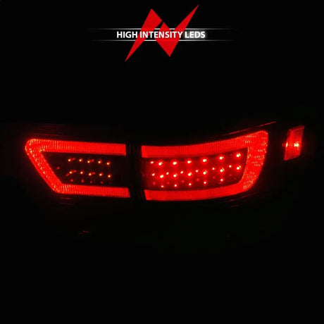 Red LED car taillights for Jeep Grand Cherokee with black housing and smoke lens