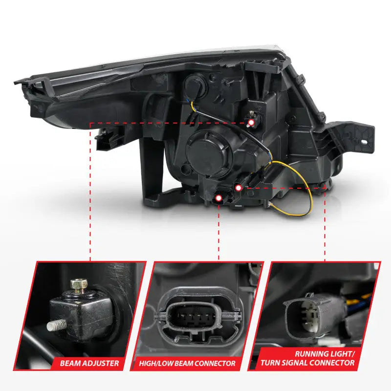 ANZO 11-15 Ford Explorer (w/Factory Halogen HL Only) Projector Headlights w/Light Bar Black Housing - Truck & Automotive