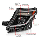 ANZO 11-15 Ford Explorer (w/Factory Halogen HL Only) Projector Headlights w/Light Bar Black Housing - Truck & Automotive