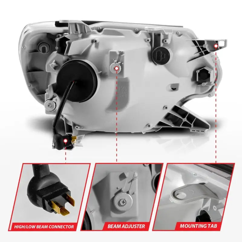 ANZO 12-15 Toyota Tacoma Projector Headlights - w/ Light Bar Switchback Black Housing - Truck & Automotive