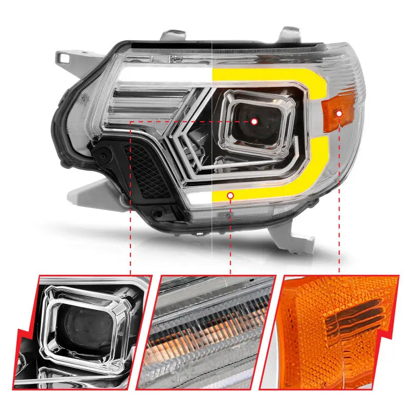 Toyota Tacoma projector headlights with light bar switchback and LED daytime running lights
