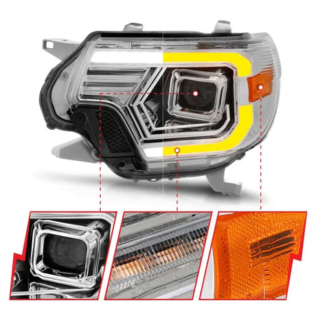 Toyota Tacoma projector headlights with light bar switchback and amber turn signal