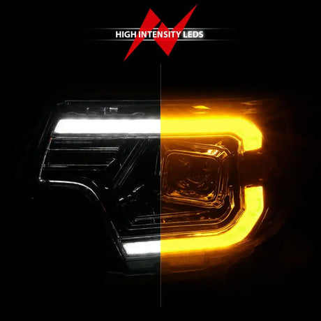Toyota Tacoma projector headlights with light bar switchback and LED illumination