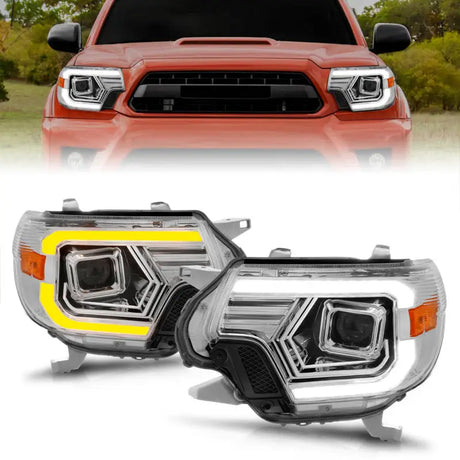 Aftermarket projector headlights with light bar switchback for Toyota Tacoma trucks