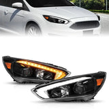 Ford Focus projector headlights with light bar switchback, amber turn signals, and LED DRLs