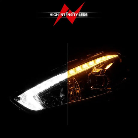 Ford Focus projector headlights with light bar switchback and white daytime running lights