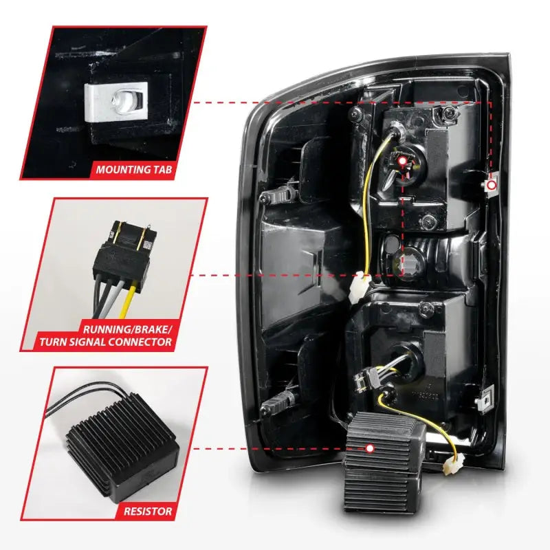 ANZO 15-19 Chevrolet Silverado 2500 HD/3500 HD LED Taillight w/ Sequential Black Housing/Clear Lens - Truck & Automotive