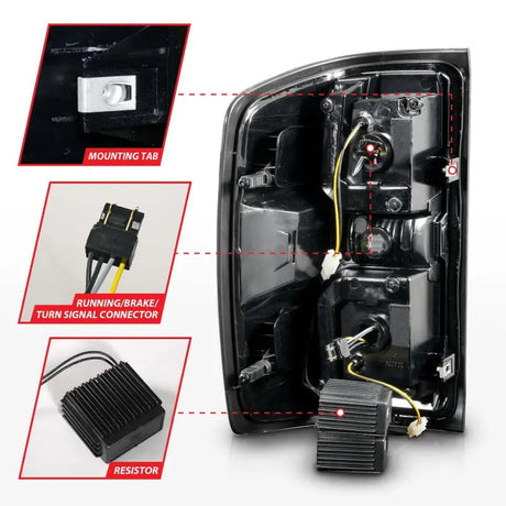 ANZO 15-19 Chevrolet Silverado 2500 HD/3500 HD LED Taillight w/ Sequential Black Housing/Clear Lens - Truck & Automotive