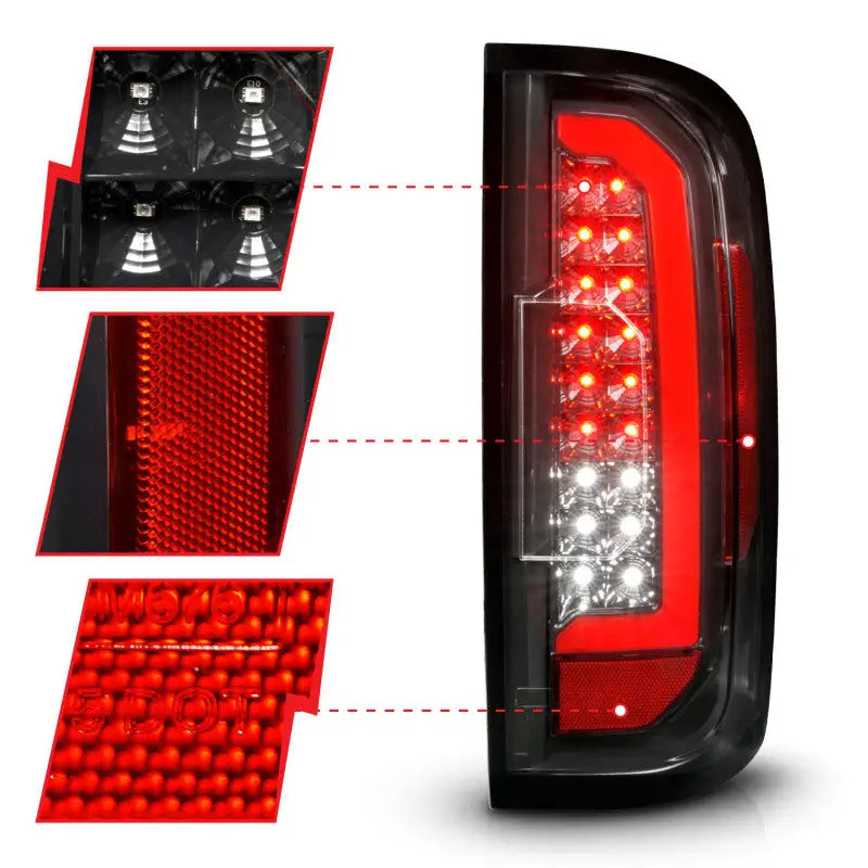 ANZO 15-21 GMC Canyon Full LED Taillights w/ Red Lightbar Black Housing/Clear Lens - 311434