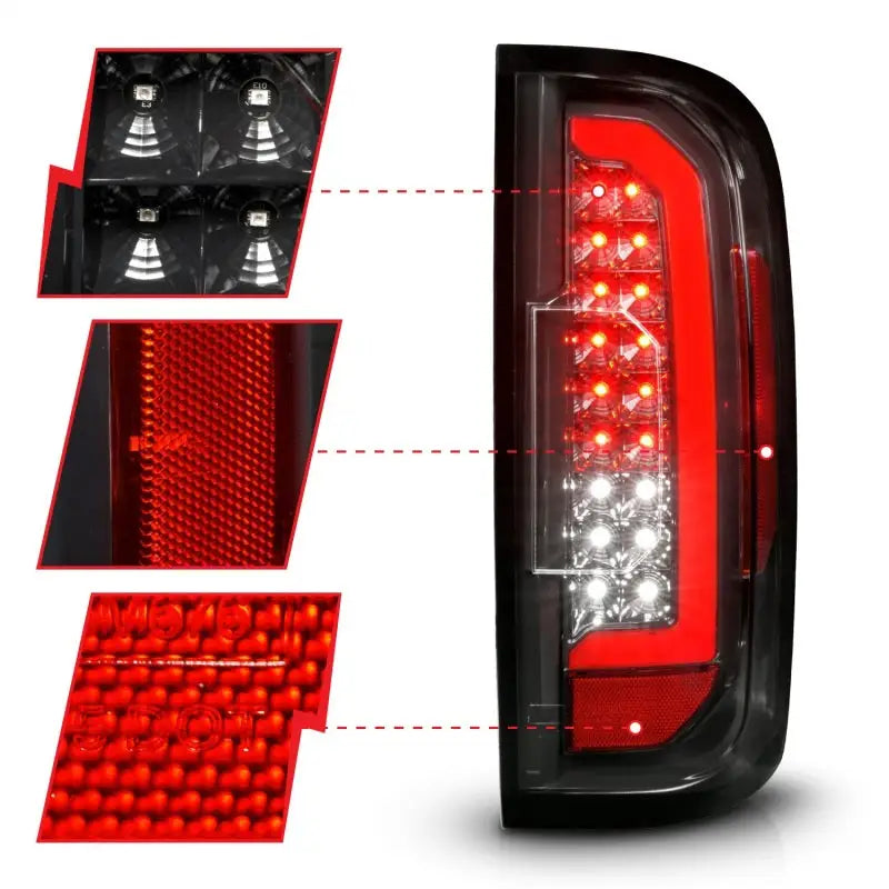 ANZO 15-21 GMC Canyon Full LED Taillights w/ Red Lightbar Black Housing/Clear Lens - 311434