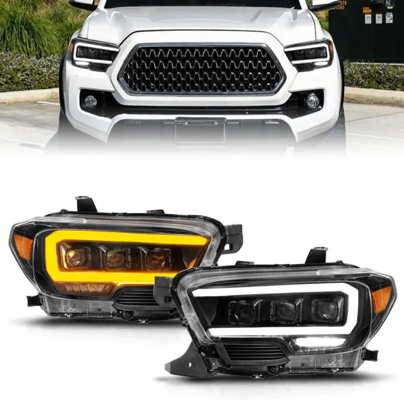 ANZO 111563 ANZO 16-22 Toyota Tacoma LED Projector Headlights w/ Light Bar Sequential Black Housing w/Initiation