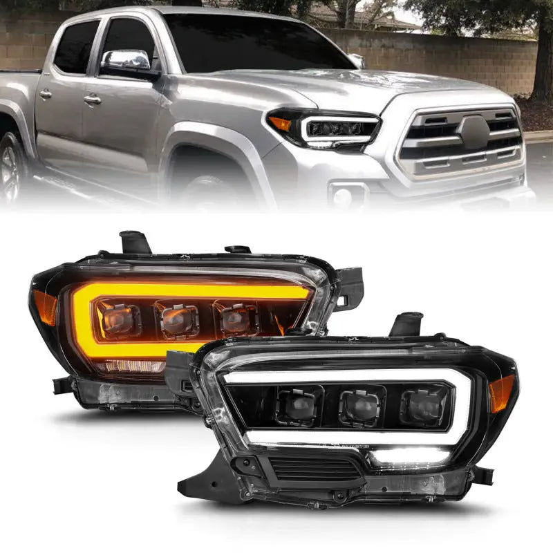 ANZO 111562 ANZO 16-22 Toyota Tacoma SR/SR5 ONLY Full LED Proj Headlights w/Light Bar Seq. Blk w/Initiation Lgt