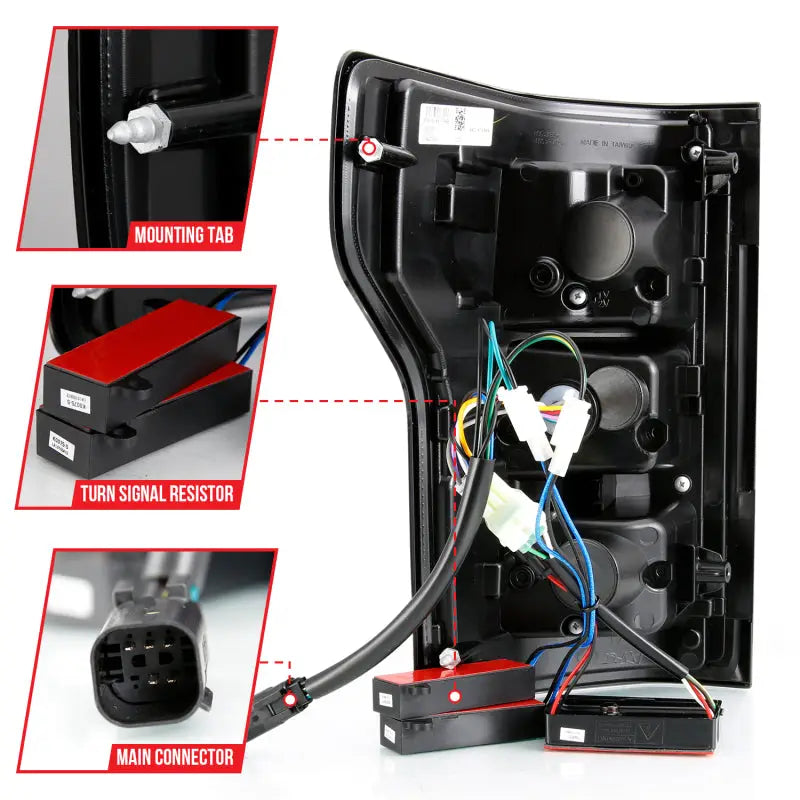 ANZO 311314 ANZO 18-19 Ford F-150 LED Taillight Black Housing Clear Lens Red Light Bar W/Sequential