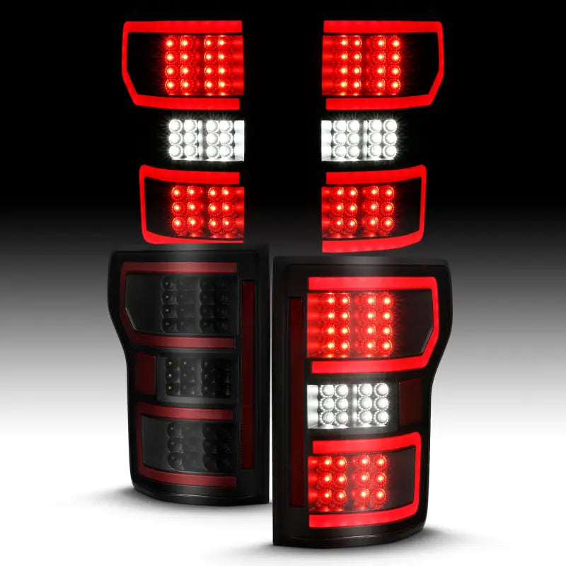 ANZO 311314 ANZO 18-19 Ford F-150 LED Taillight Black Housing Clear Lens Red Light Bar W/Sequential