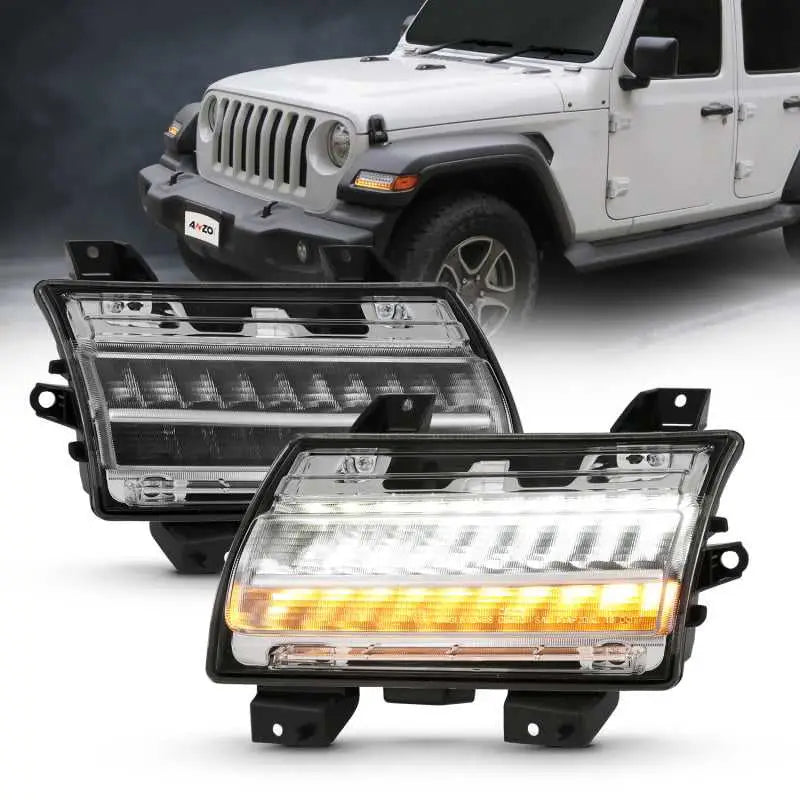 ANZO 18-19 Jeep Wrangler JL Halogen Chrome Clear w/ Sequential Signal 