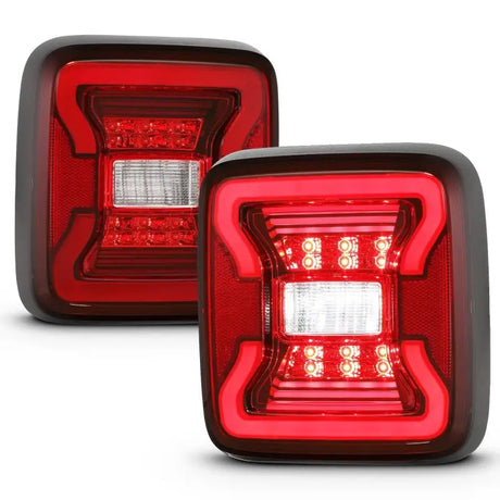 Pair of square LED taillights for Jeep Wrangler JL with black finish