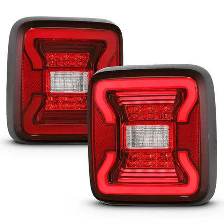 Pair of square LED taillights for Jeep Wrangler JL with black finish