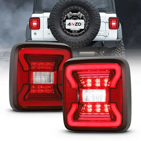 Pair of red LED taillights for Jeep Wrangler JL Wrangler JL LED taillights black style