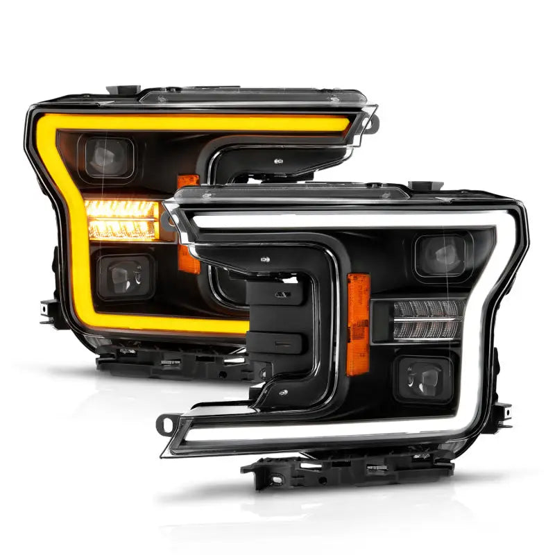 ANZO 111570 ANZO 18-20 Ford F-150 (w/o Fctry LED) Full LED Proj Headlights w/Light Bar Swtchbk Seq. Black w/Init