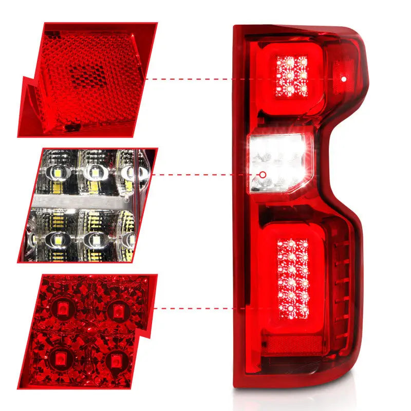 ANZO 311419 Anzo 19-21 Chevy Silverado Work Truck Full LED Tailights Chrome Housing Red Lens G2(w/C Light Bars)