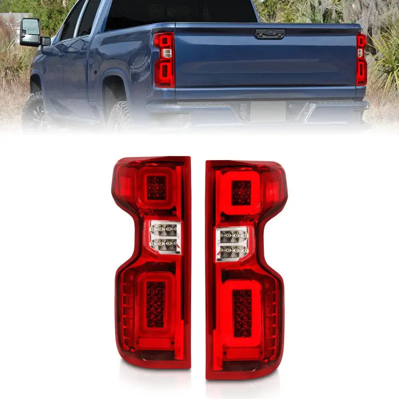 ANZO 311419 Anzo 19-21 Chevy Silverado Work Truck Full LED Tailights Chrome Housing Red Lens G2(w/C Light Bars)