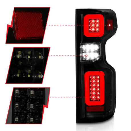 Anzo 19-21 Chevy Silverado Work TruckFull LED Tailights Black Housing Smoke Lens G2 (w/C Light Bars) - Truck &