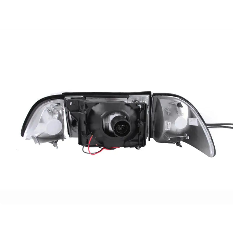 ANZO 121192 ANZO 1987-1993 Ford Mustang Crystal Headlights Black w/ Corner Lights 2pc