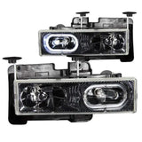 ANZO 1988-1998 Chevrolet C1500 Crystal Headlights Carbon w/ Halo - Truck & Automotive