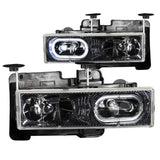ANZO 1988-1998 Chevrolet C1500 Crystal Headlights Carbon w/ Halo - Truck & Automotive