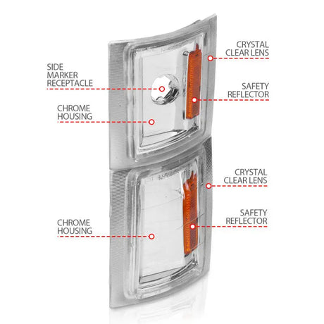 ANZO 1994-1998 Chevrolet Blazer Corner Lights Clear Lens w/ Amber Reflector - Truck & Automotive