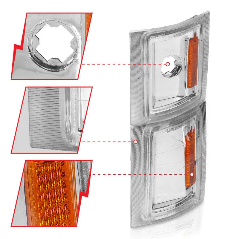 ANZO 1994-1998 Chevrolet Blazer Corner Lights Clear Lens w/ Amber Reflector - Truck & Automotive