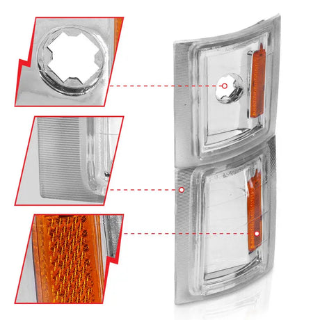 ANZO 1994-1998 Chevrolet Blazer Corner Lights Clear Lens w/ Amber Reflector - Truck & Automotive