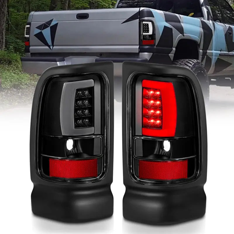 ANZO 311339 ANZO 1994-2001 Dodge Ram 1500 LED Taillights Plank Style Black w/Clear Lens