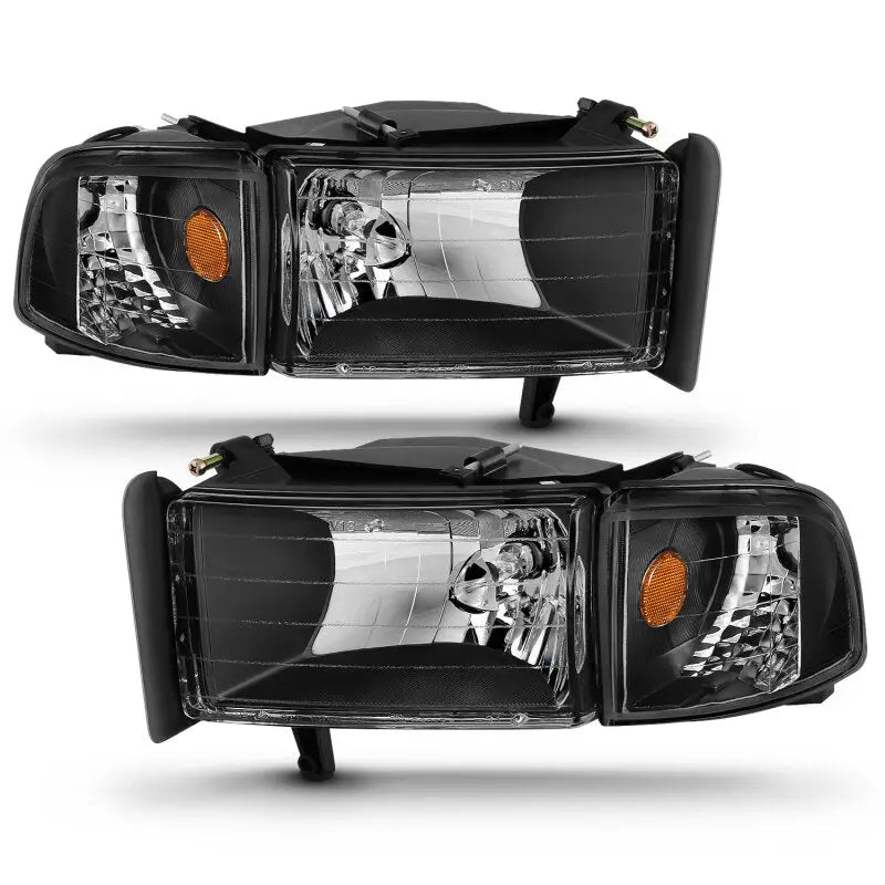 ANZO 111067 ANZO 1994-2001 Dodge Ram Crystal Headlights Black