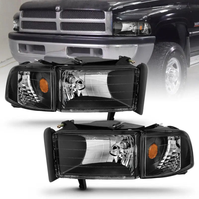 ANZO 111067 ANZO 1994-2001 Dodge Ram Crystal Headlights Black