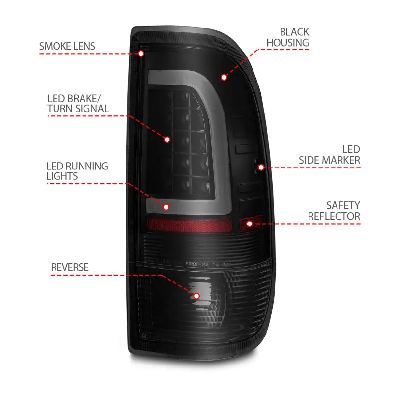 ANZO 1997-2003 Ford F-150 LED Tail Lights w/ Light Bar Black Housing Smoke Lens - Truck & Automotive
